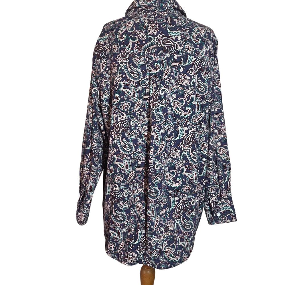 Pasley Print Collard Button Down Size Large - Picture 2 of 3